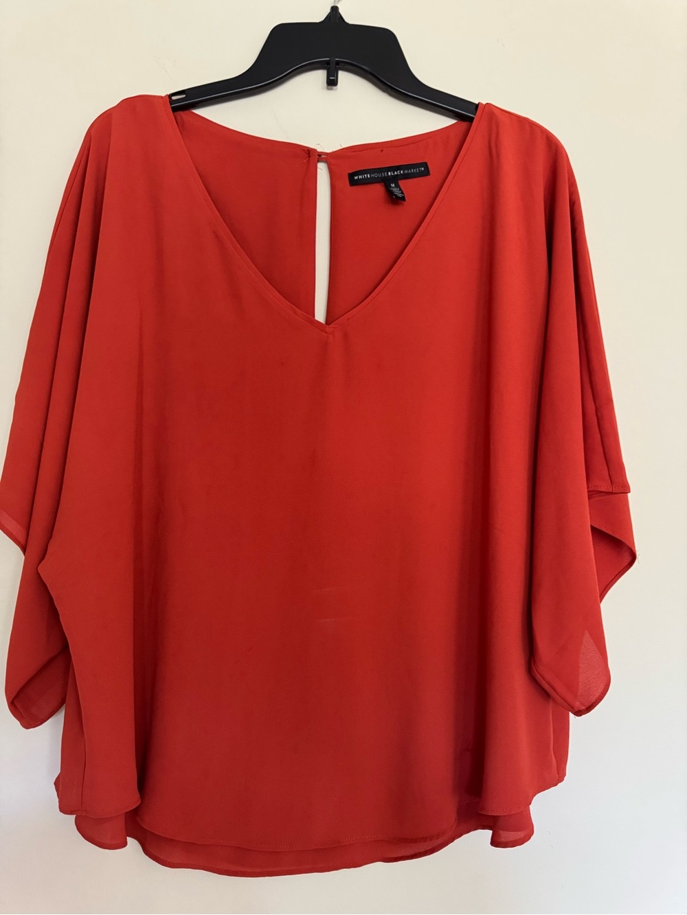 White House Black Market Red V-Neck Dolman Sleeve Tunic